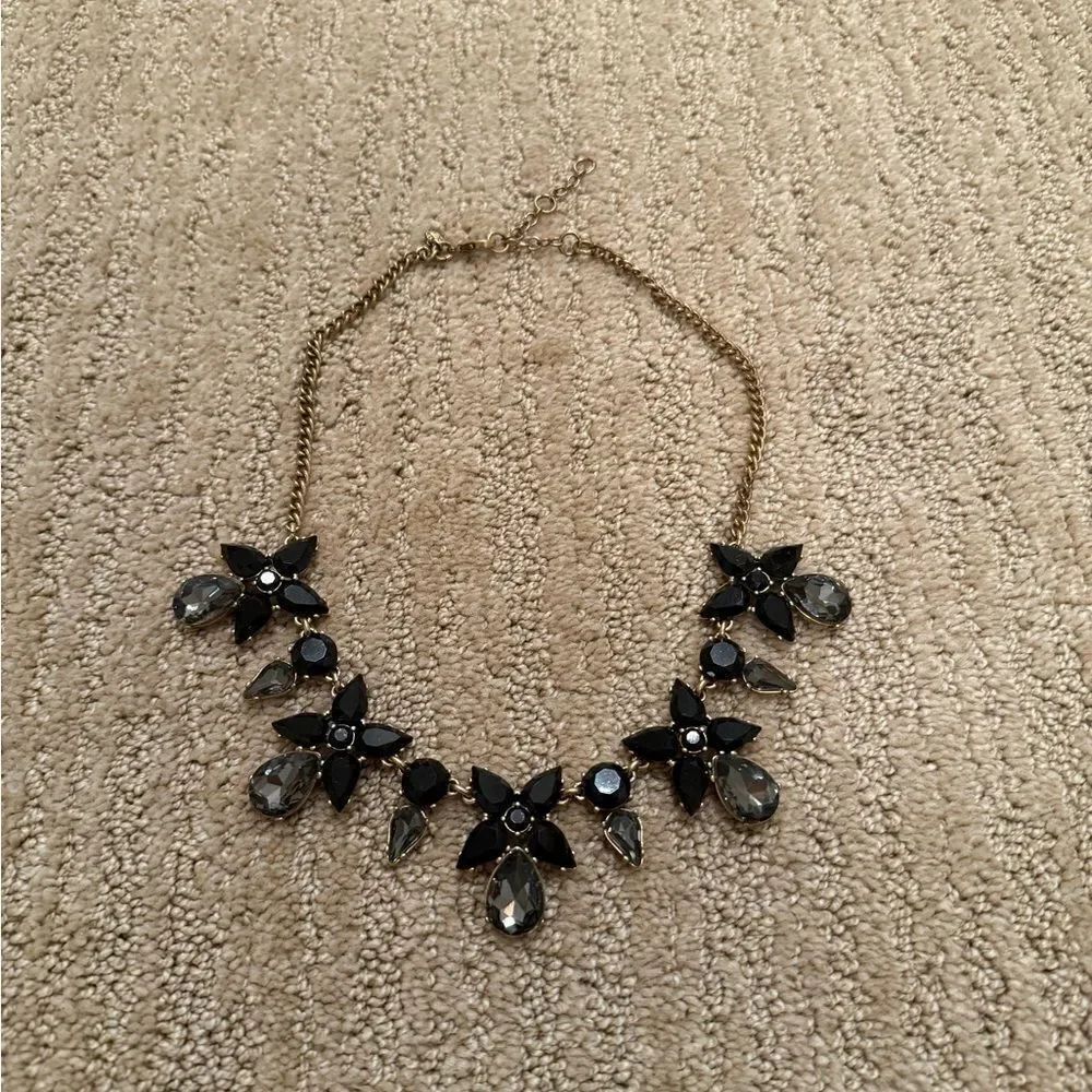 J. CREW Elegant Black and Gold Gem Necklace
